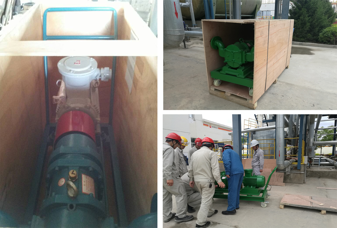 羅德手推式移動(dòng)泵車(chē)應(yīng)用在石油石化行業(yè)污油水混合物輸送泵工位上